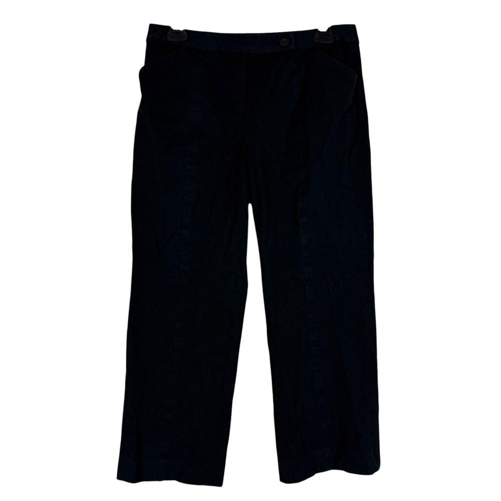 Peck & Peck Pants Womens 6 Black Chino Straight Leg Crop Twill Stretch Casual